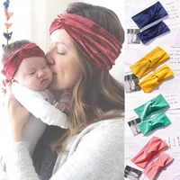 2pcs mom kids velvet cross headband turban twist parenting headband mom daughter velvet elastic hair band hair accessories