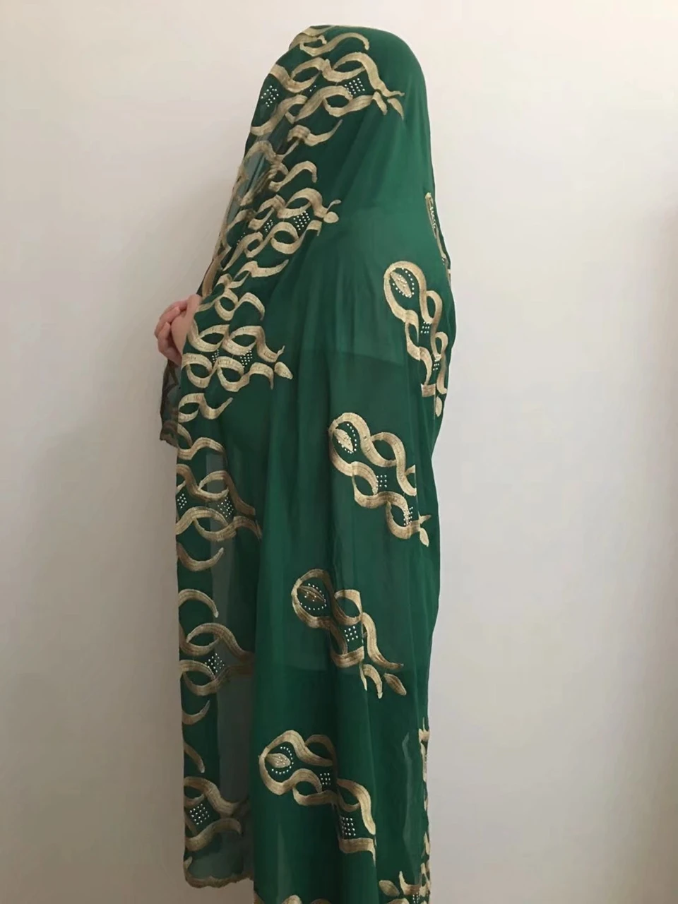 New Design African Muslim Long Scarf Fabric French Net Chiffon Shawl Headties Veil For Ladies MOXF-9 | Дом и сад