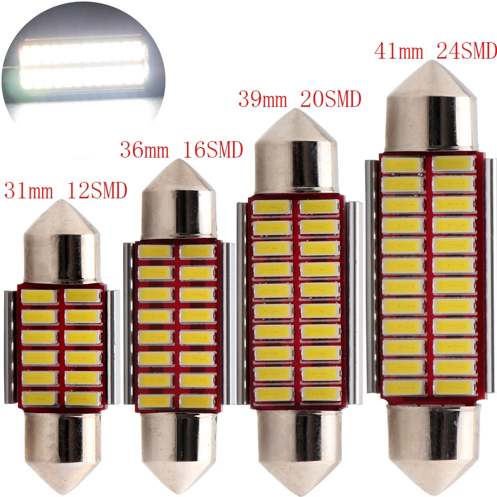 YM E-Bright 50 шт. C5W Festoon 4014 чип Canbus без ошибок 31 мм 36 39 41 лампа для чтения автомобилей