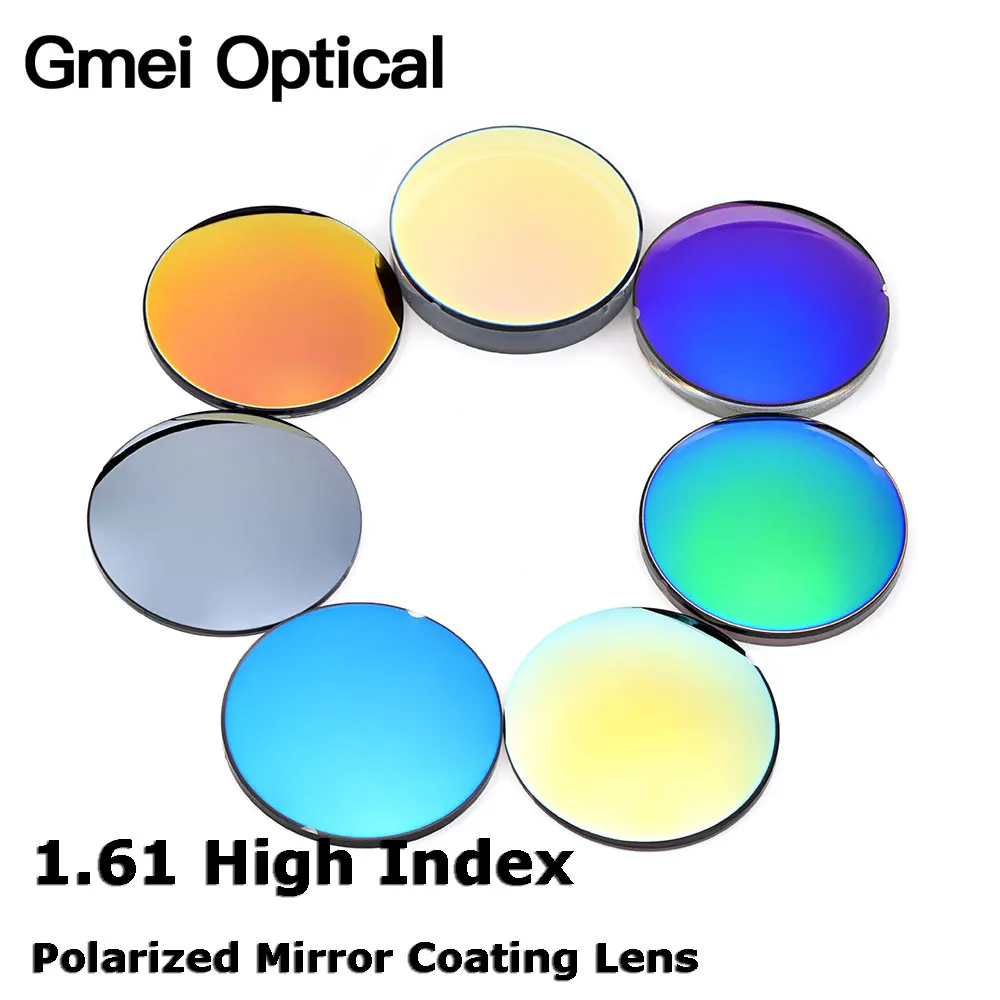 Gmei Optical 1.61 High Index Polarized Mirror Coating Lenses Prescription Polarized Sunglasses Optical Lenses 7 Colors Optional