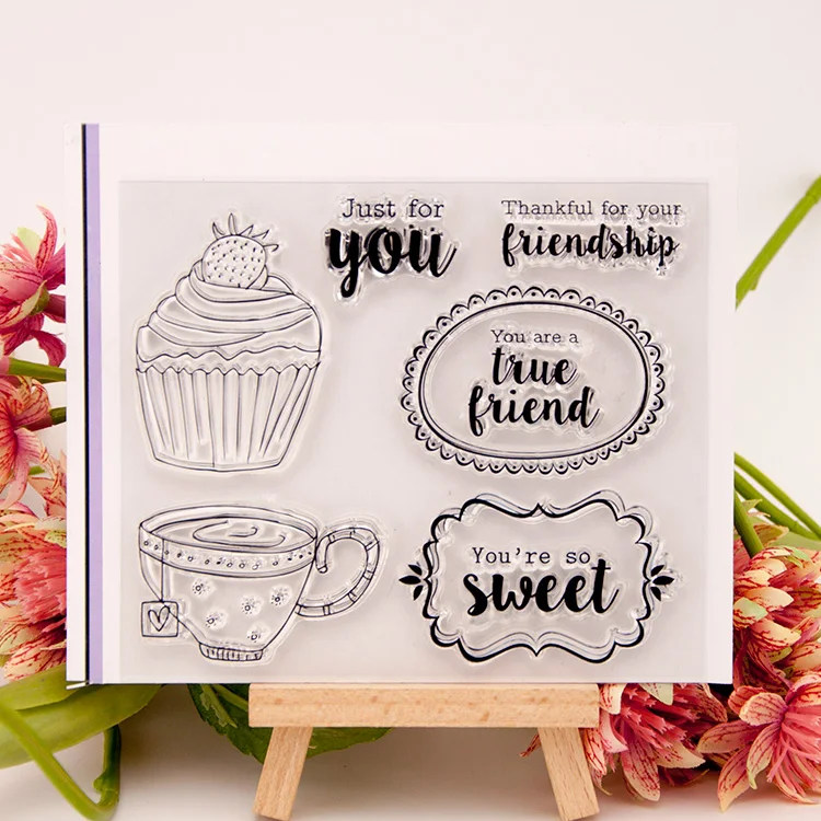 2018 новый друг Слова чашка чайный торт прозрачный силиконовый штамп печать Сделай