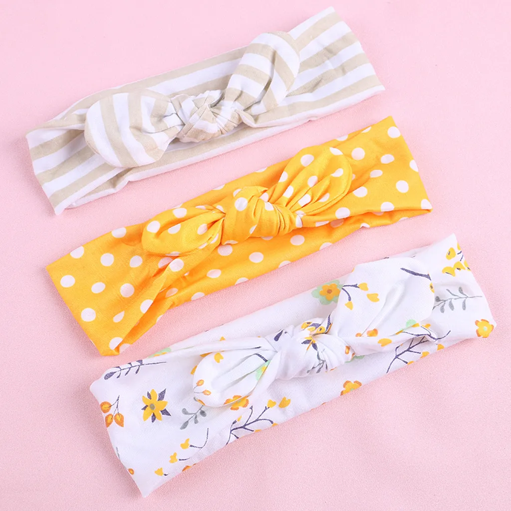 Cotton Cute Newborn Headband Fashion Floral Baby Girls Elastic Bowknot Accessories Hairband Set opaski dla niemowlaka | Детская одежда