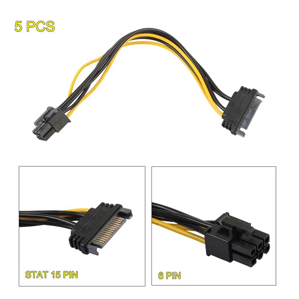 5 шт. 15pin SATA адаптер питания для 6pin PCI e Express разъемы видеокарты высокое качество| |