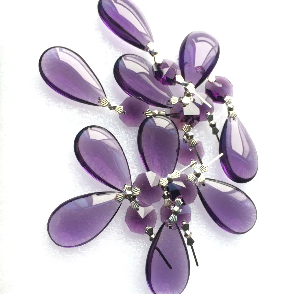 Фиолетовая гирлянда из нитей 20 шт./лот 75 мм хрустальная люстра комплектующие