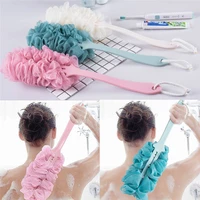 household merchandises nordic bathing bath flower long handle back brush back body bath shower sponge scrubber exfoliating scrub