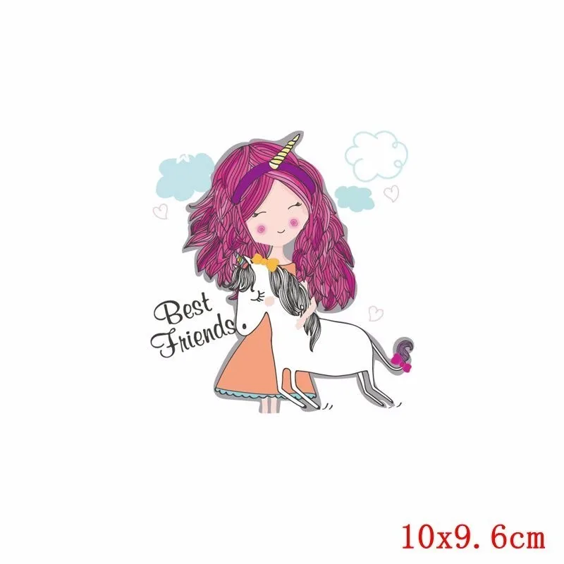 Pulaqi Cute Unicorn Girl Stickers On Clothes Children Favorite Heat Transfer New Design Washable DIY Accessory Badges Patch H | Дом и сад