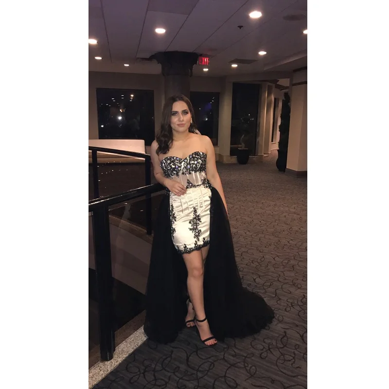 Вечернее платье со съемным шлейфом в форме сердца новое короткое с передней и