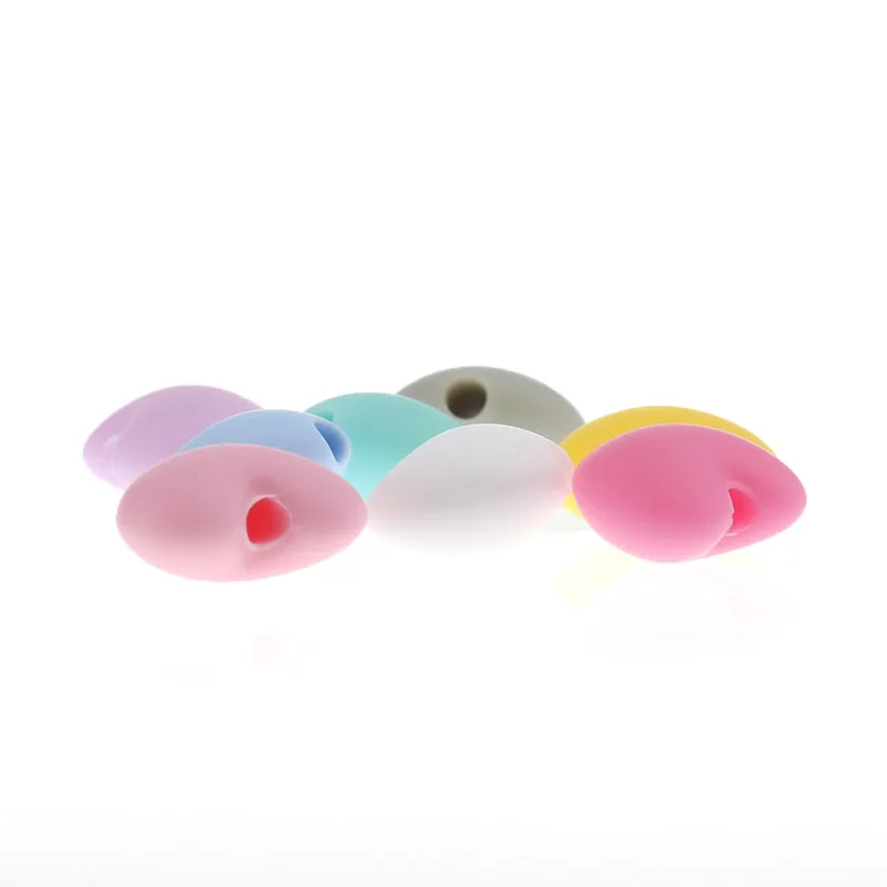 Mini cuentas de silicona de coraz&oacute;n para dentici&oacute;n, collar de mordedor de silicona de 15x10x8MM, accesorios de silicona sin Bpa, juguete para masticar para beb&eacute;, 100 Uds.-3