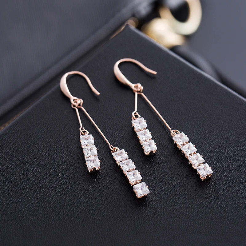 New Design Long Tassel Boucle D'oreille Femme CZ Earrings For Women Weddings Party Mother Gift Pendientes Brincos EH1153 | Украшения и