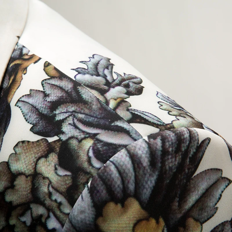 

MOGU Dress Jackets for Men 2018 Classic White Wedding Grooms Suits Three-Piece Flower Slim Fit Terno Plus Size Costume Homme