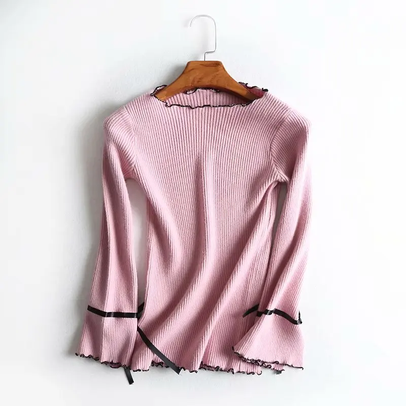 2019 Autumn Fashion New Women Sweater Long Sleeves Loose Bow Knitting Sweaters Female Pullover Jumper Tops | Женская одежда