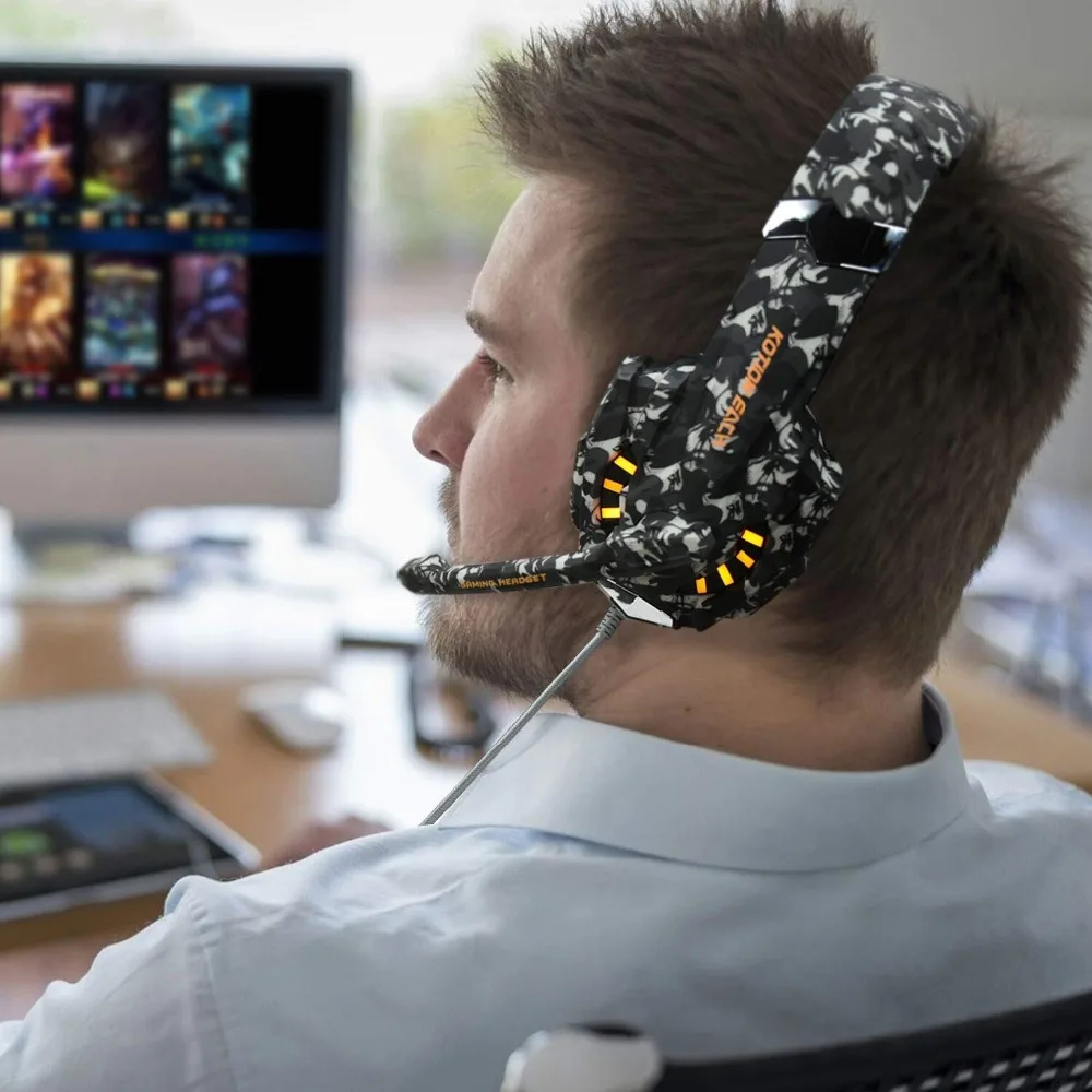KOTION EACH G9600 стерео камуфляжная игровая гарнитура наушники с шумоподавлением