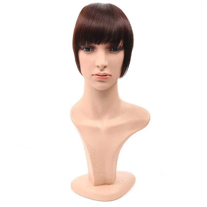Gres Natural Straight Blunt Bangs Women Clip in Synthetic Hair Extensions Black/Brown Female Fringe Fake High Temperature Fiber
