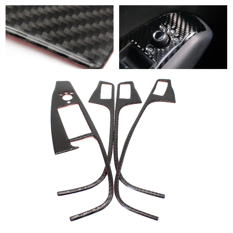 

For Audi Q5 2009 2010 2011 2012 2013 2014 2015 2016 2017 Carbon Fiber Door Armrest Panel Window Glass Lift Buttons Frame Cover