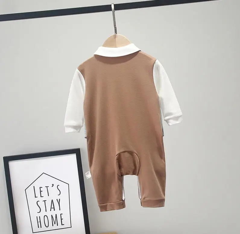 newborn baby boy clothes sping and autumn Gentleman style baby romper long sleeve cotton rompers kids infants costume