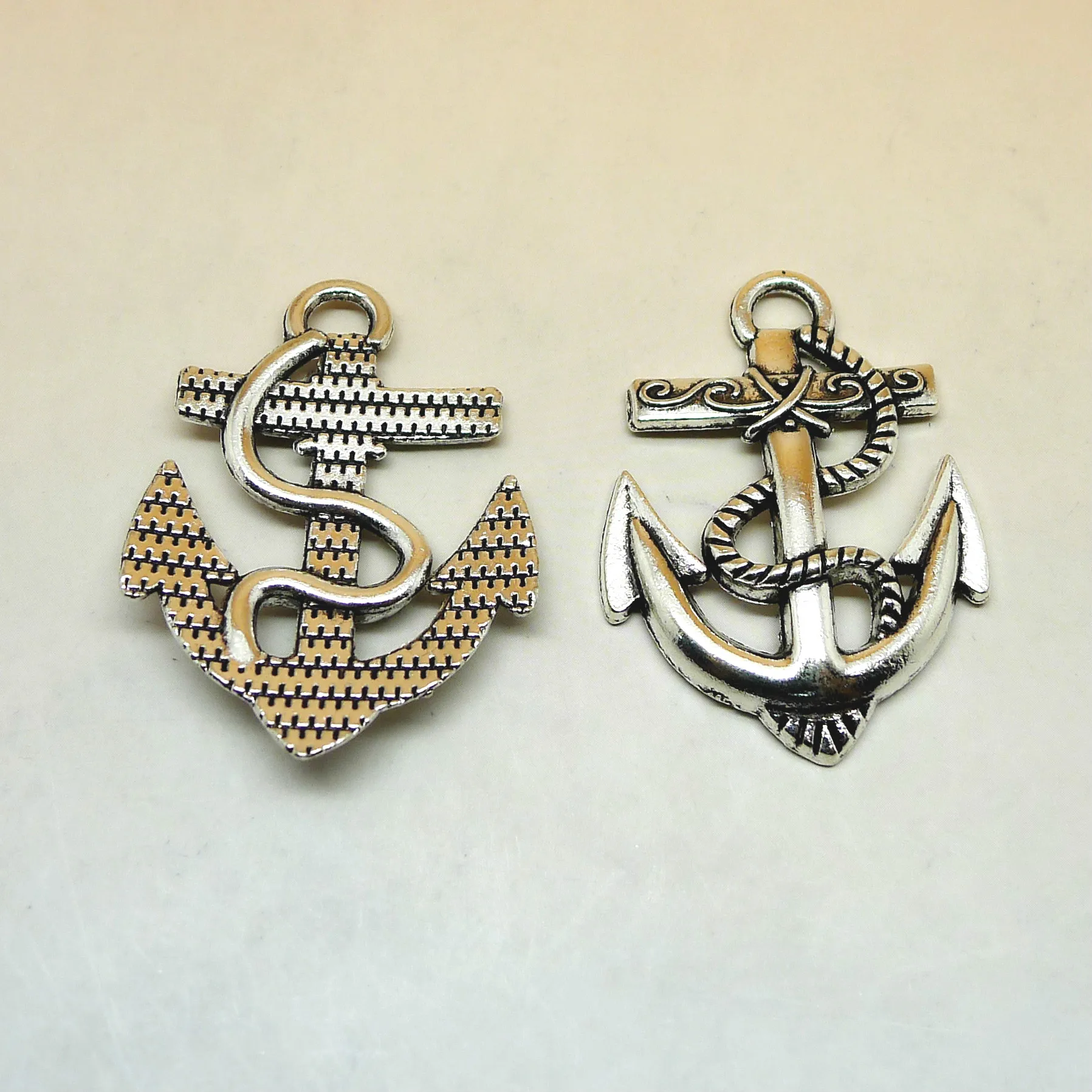 5 шт./лот 40x30 мм DIY Винтажный серебряный цвет Якорь Шарм для ожерелья Браслет