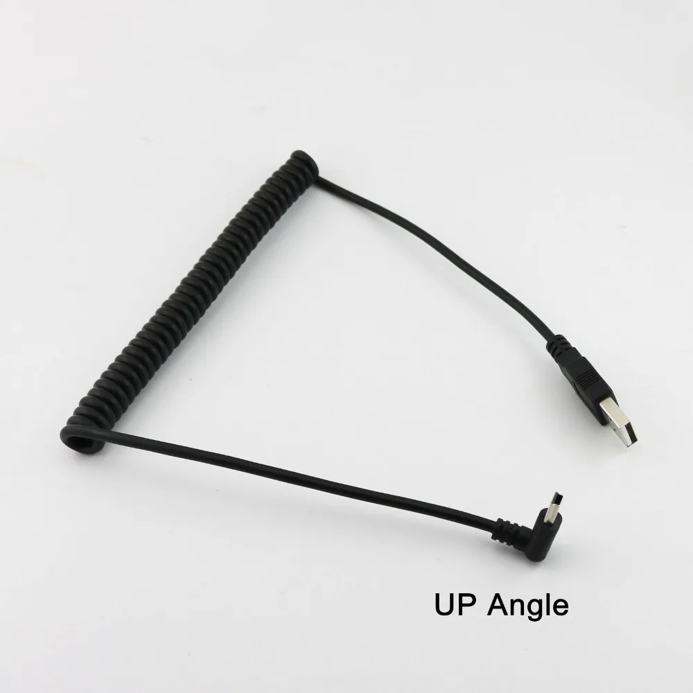 

1 шт. спиральная USB 2,0 A папа к мини USB 5 Pin папа вверх Угол адаптер кабель 5FT
