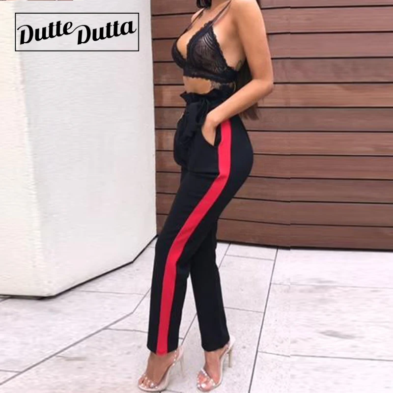 Women High Waist Harem Pants With Stripe Drawstring Casual Female Trousers Skinny Classic Sarouel Elegant Pantacourt | Женская одежда