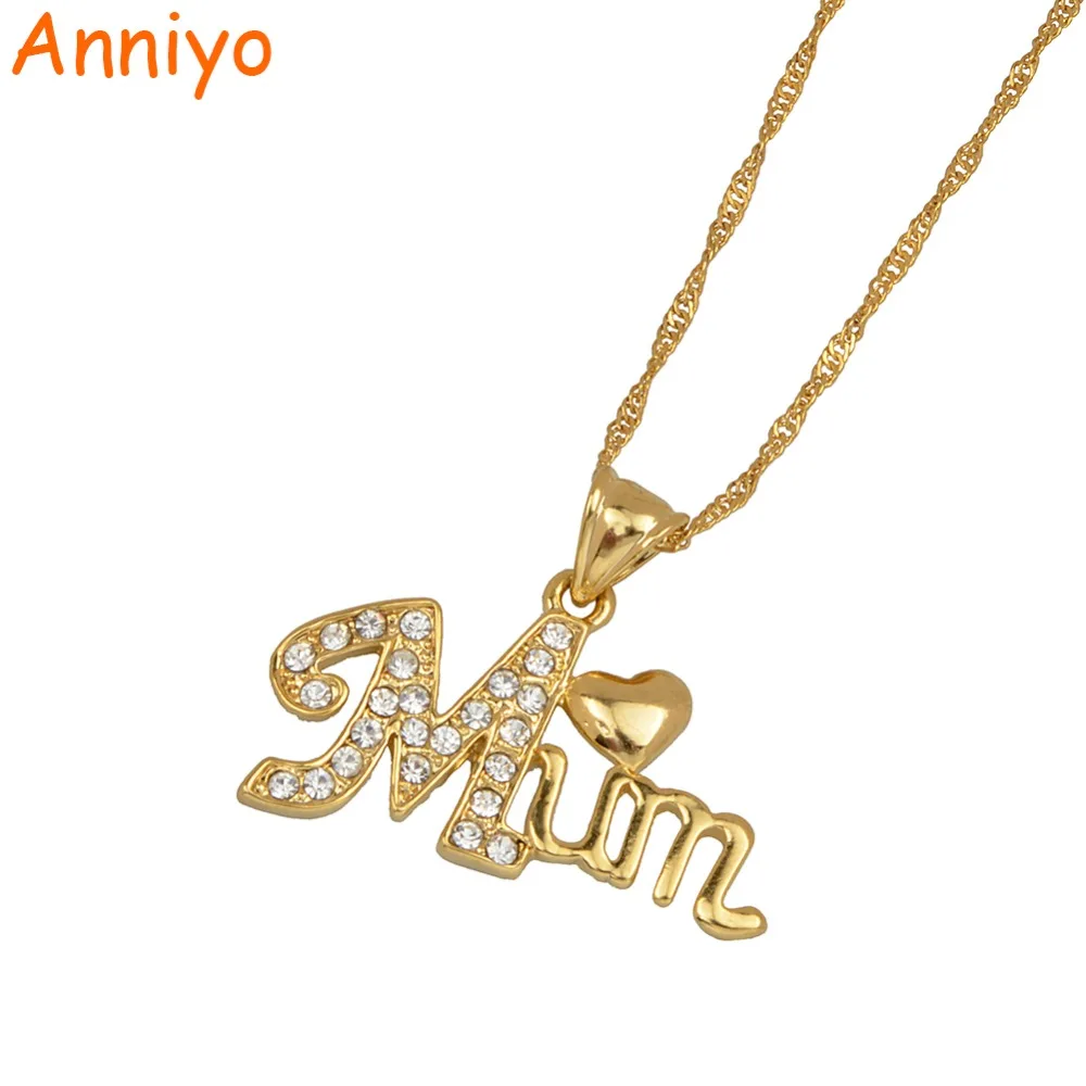 Anniyo/сердце кулон для мамы и ожерелья женщин/Мама золотой цвет ювелирные изделия