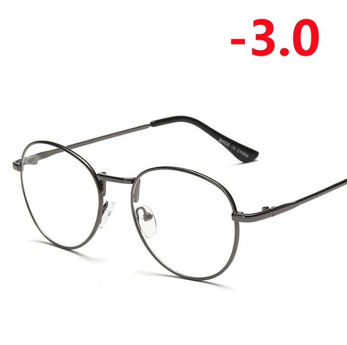 Myopia 300 1-1,5-2-2,5-3-3,5-4 готовые очки для близорукости женские мужские короткие очки для коррекции зрения металлические женские мужские очки для близорукости с градусом - Цвет оправы: Myopia 300