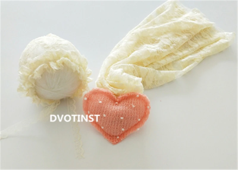 Реквизит Dvotinst для фотосъемки новорожденных мягкая кружевная шапочка сердечко