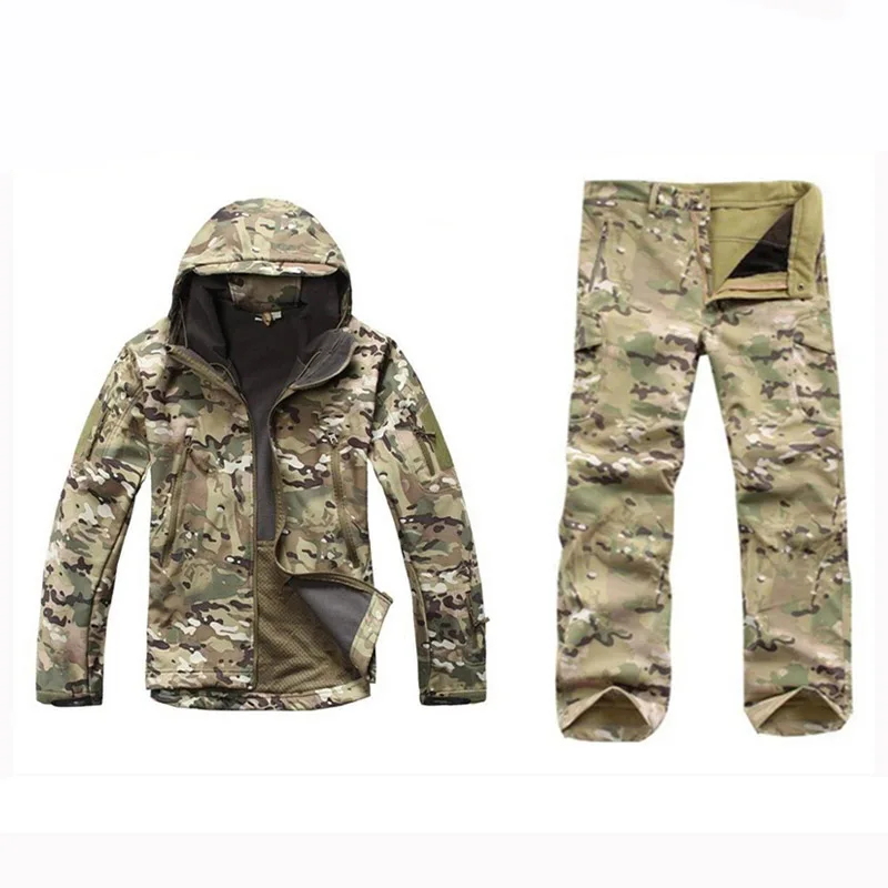 CP Sharkskin Softshell TAD тактические охотничьи костюмы мужские ветрозащитные уличные спортивные походные камуфляжные наборы охотничья походная куртка+ брюки - Цвет: CP