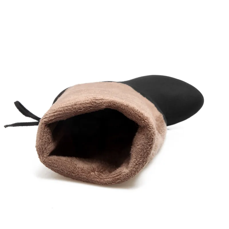 

Nature Worship New Fashion High Square Heels Women Shoes Over The Knee Long Boots Short Plush Warm Winter Zipper Boots Big Size