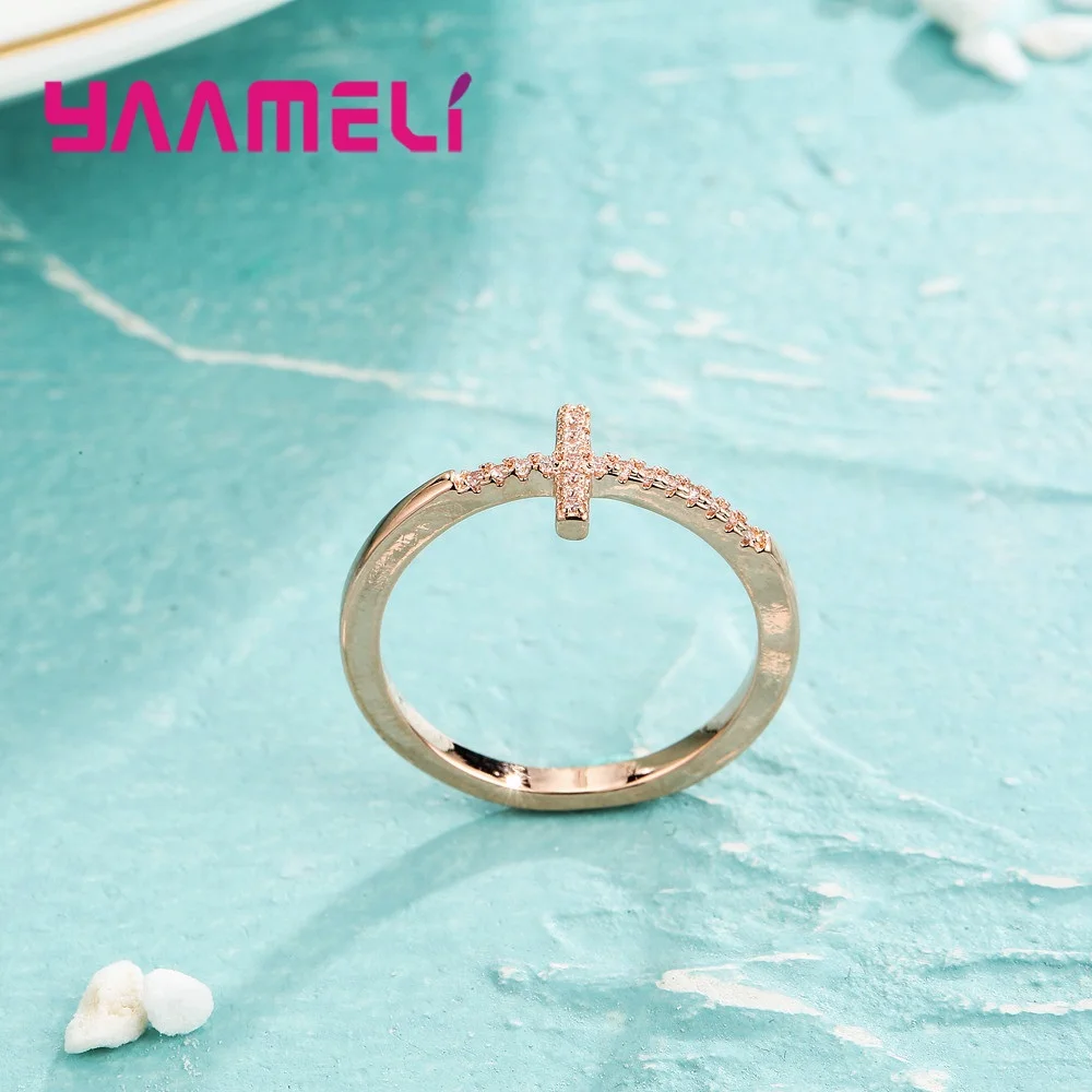 

Fast Shipping Retail Cross Shape Design Super Shiny Crystal Cubic Zirconia For Women Ladies Gold Color Finger Rings