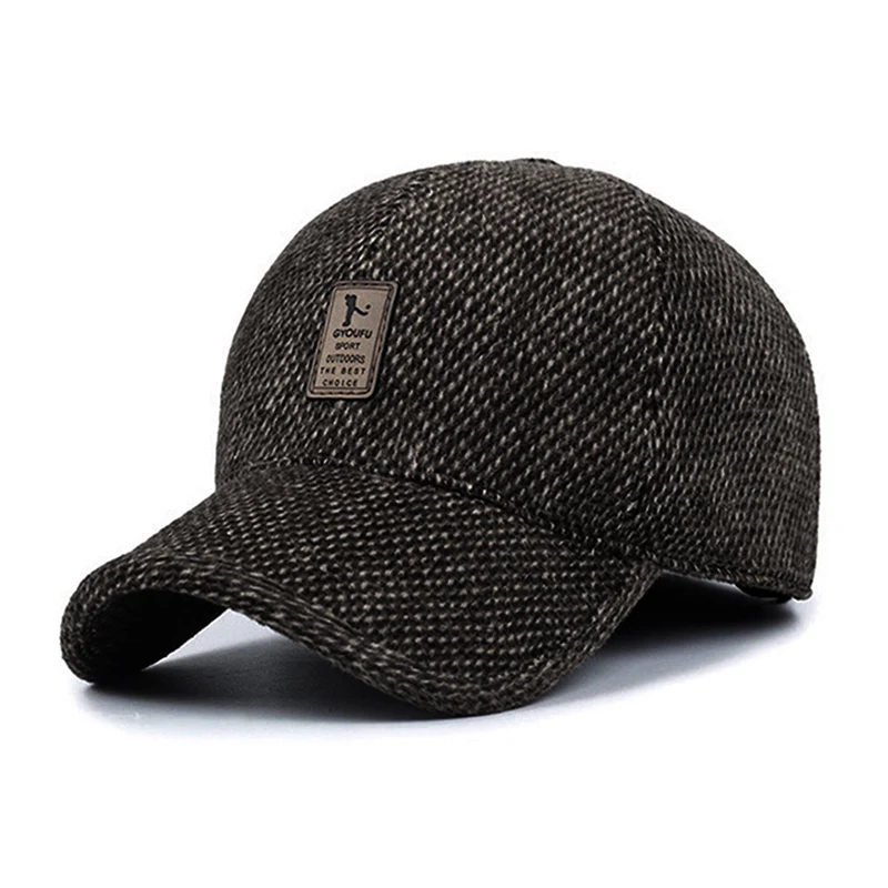 Мужская шерстяная Кепка Snapback, осенняя зимняя утолщенная теплая Кепка-бейсболка, повседневная мужская уличная Лыжная Кепка для велоспорта