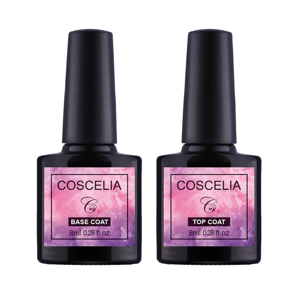 Top coat Base coat COSCELIA 8 мл Прозрачная основа и верхнее покрытие поли УФ гель лак для ногтей замачиваемый праймер гель лак для ногтей маникюр - Цвет: Top coat Base coat
