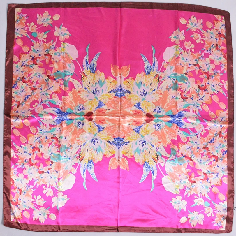 Женский шелковый шарф [BYISFA] атласный большой квадратный с принтом в европейском