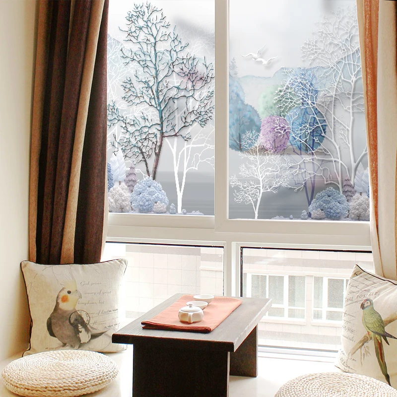 Европейский стиль 3D электростатическое окно пленка матовое стекло наклейки