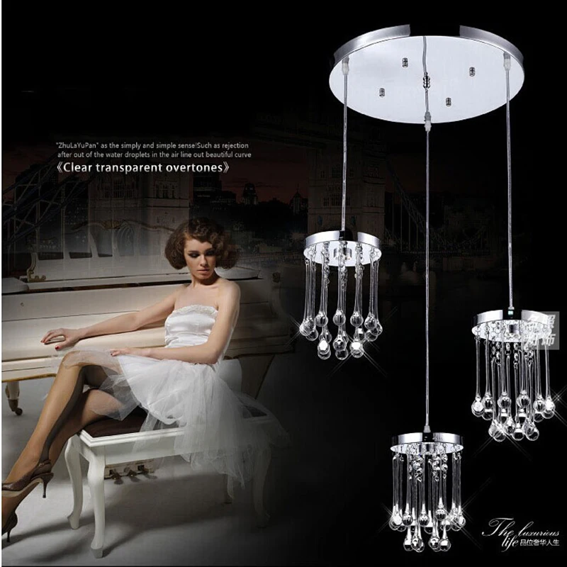 Modern led crystal pendant light 3 sources aisle lamp fashion round | Освещение