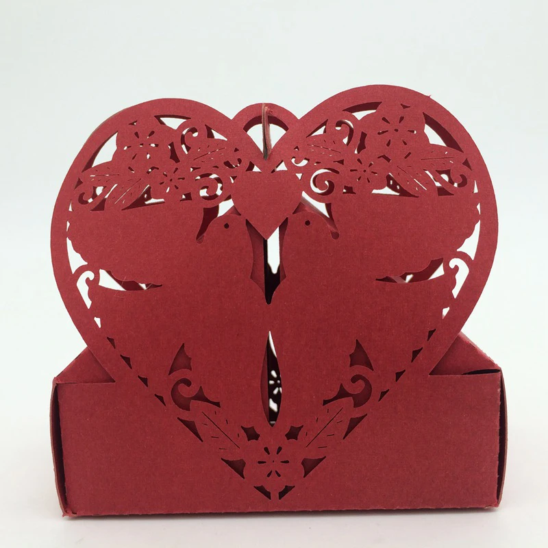 50 шт./компл. подарочные коробки для свадебных конфет вечеринок сердца птицы