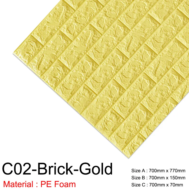 C02-Brick-Gold 3D стикер на стену s мраморная кирпичная кожура и самоклеящаяся настенная бумага водонепроницаемый DIY Кухня Ванная домашняя Наклейка на стену виниловая - Цвет: C02-Brick-Gold