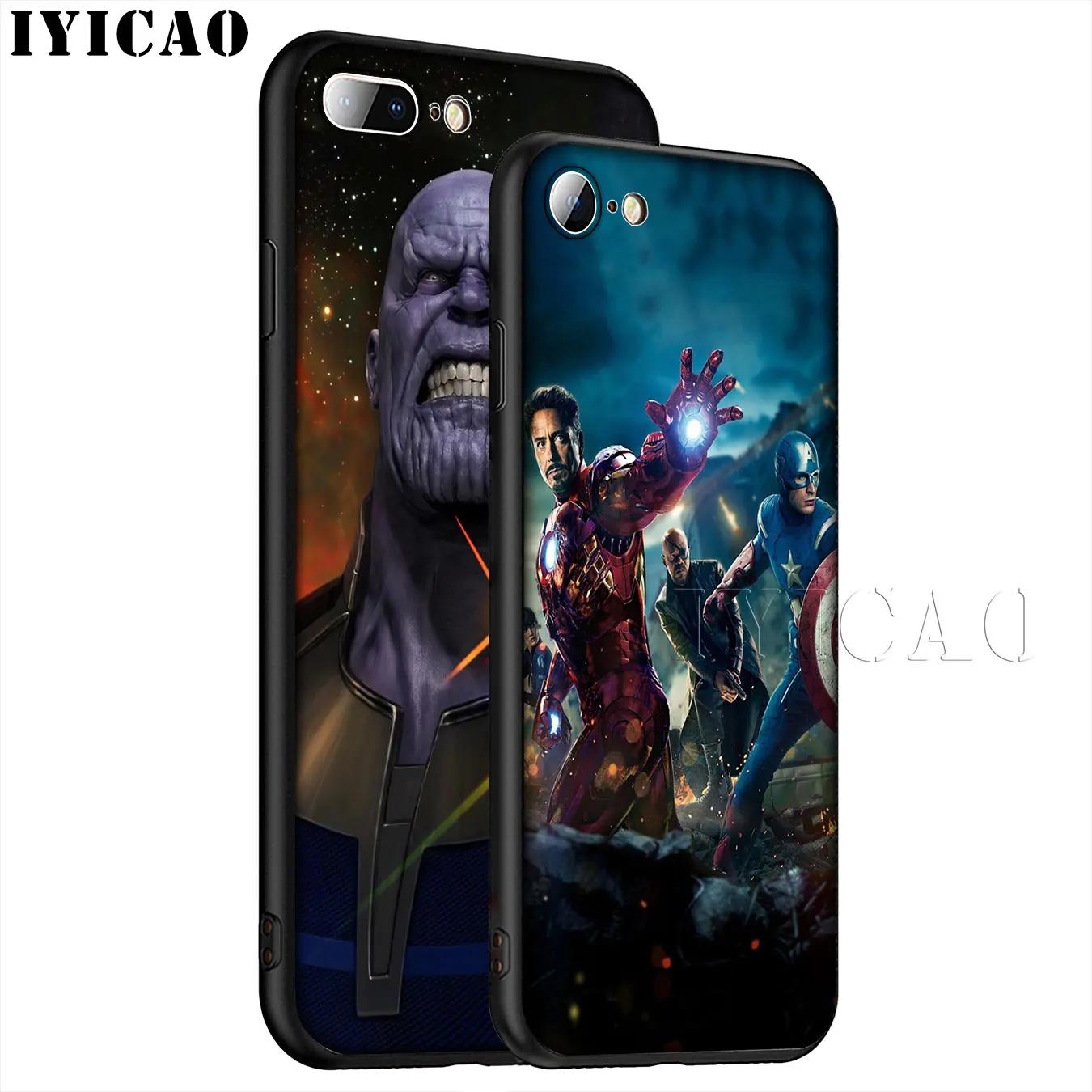 IYICAO Marvel Marvel's The Avengers Soft Silicone Phone Case for iPhone XR X XS 11 Pro Max 6 6S 7 8 Plus 5 5S SE TPU Black Cover |