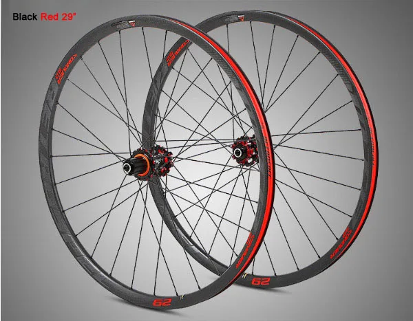 MTB велосипед 3k карбоновая колесная 27,5 29er 30 мм глубина обода через ось Quick Release четыре подшипника ступицы 28 отверстий цикл F/V - Цвет: 29 Blk Red Thru Axle