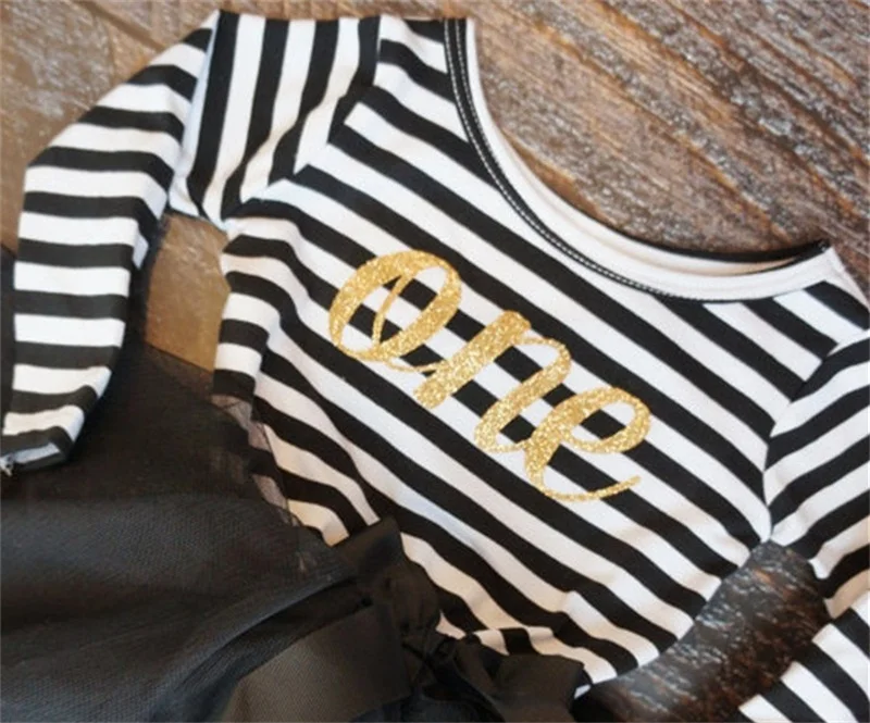 Осенние платья для девочек детская одежда в полоску малышей первого дня рождения