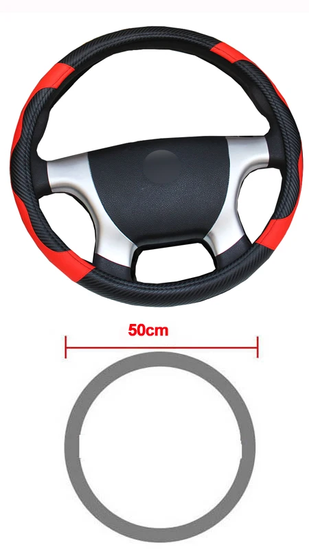 50CM Чехол рулевого колеса автомобиля Funda Volante для 36 38 40 42 45 47 50 см Stuurhoes Оплетка на руль Volant защита автомобиля - Название цвета: 50CM
