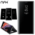 Умный зеркальный чехол для Samsung Galaxy A6 A8 J3 J4 J6 J7 J8 2018 S8 S9 Plus S7 S6 edge Note 8 9, откидной Чехол-подставка, кожаный чехол