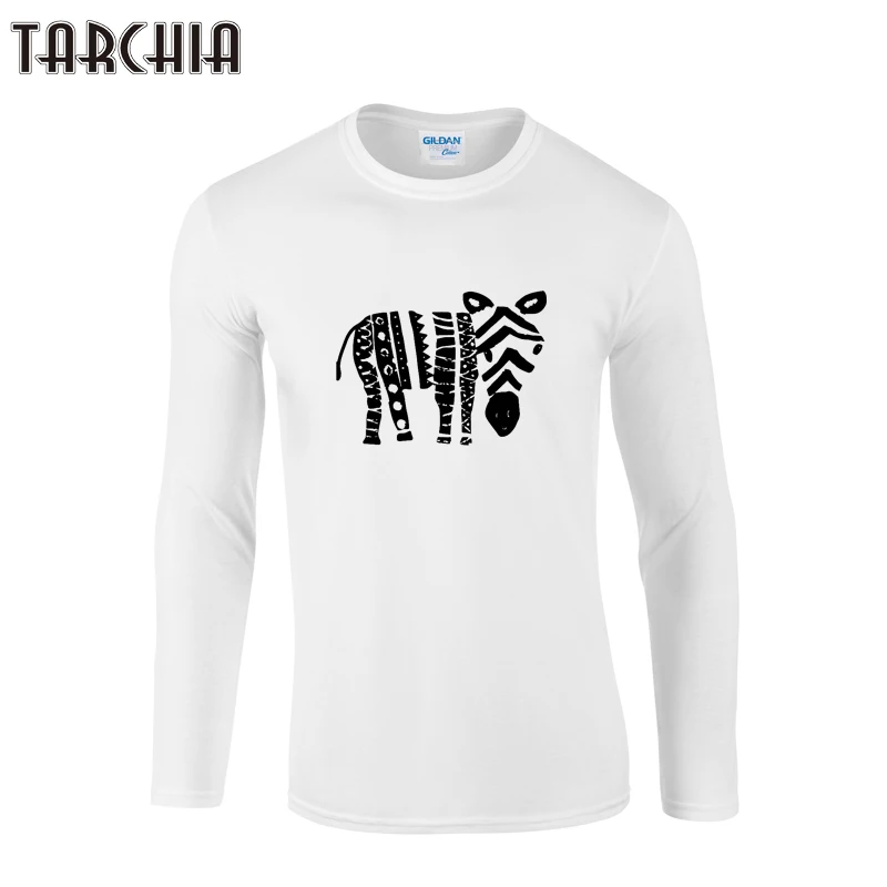 TARCHIA с принтом Зебра футболка коротким рукавом Slim Fit длинным мужские футболки