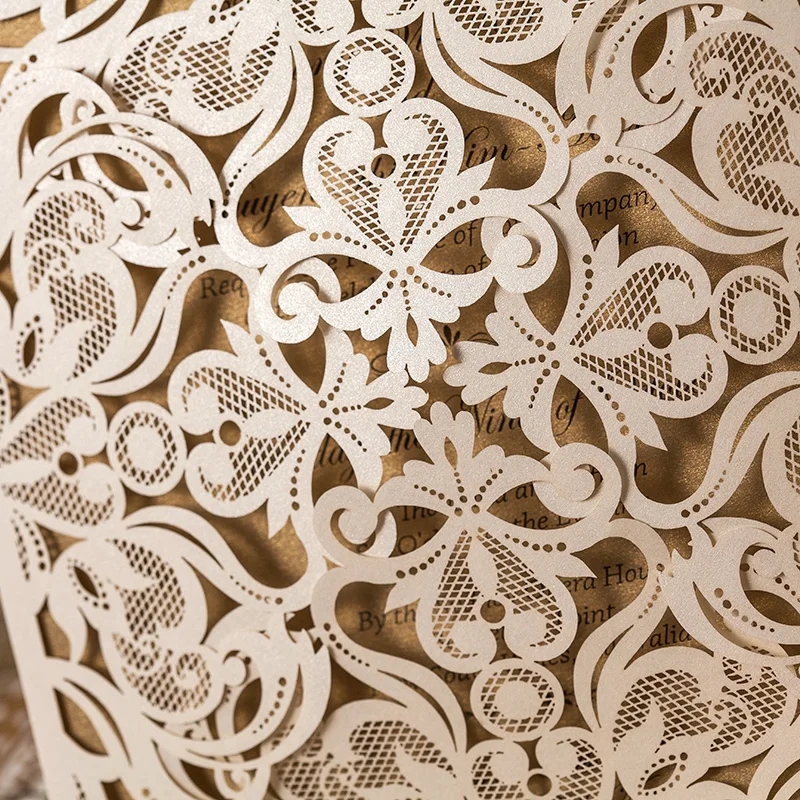100 шт./лот свадебные приглашения лазерная резка Пригласительные открытки для
