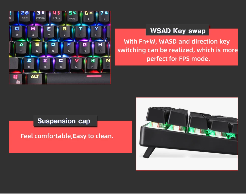Русская/английская версия Motospeed CK104 игровая механическая клавиатура с RGB подсветкой 104 клавиш синий/красный переключатель Проводная клавиатура для геймера