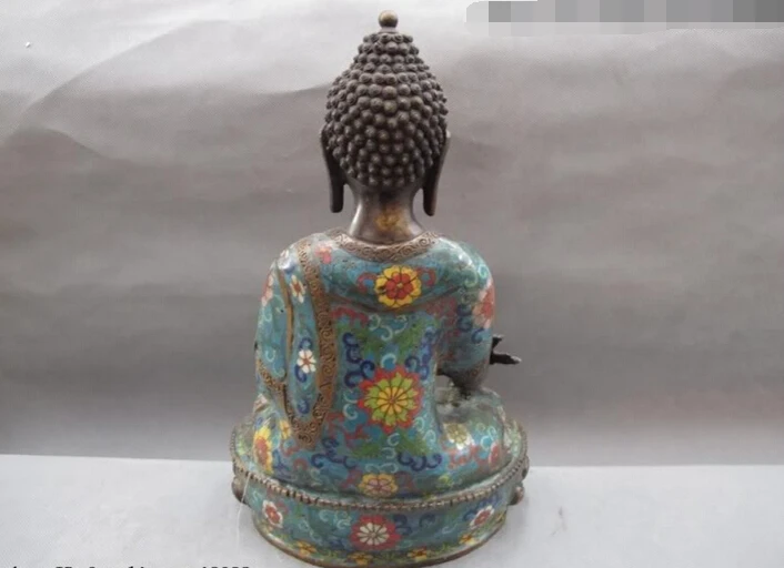 

Collectible bronze S2534 12 Tibet Buddhism Bronze Copper cloisonne Bhaisajyaguru Sakyamuni Buddha Statue