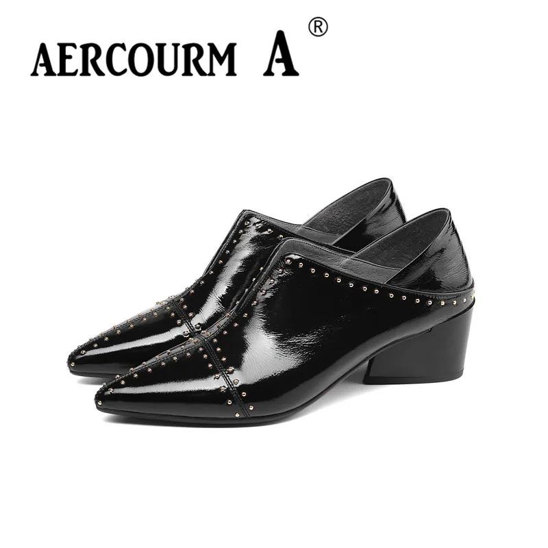 Aercourm A/2018 Женская шелковая обувь с заклепками женская из натуральной кожи