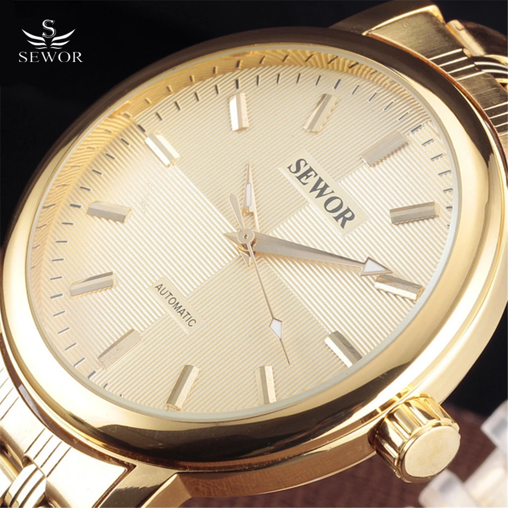 Мужские часы SEWOR Классические Механические со стальным каркасом и большим