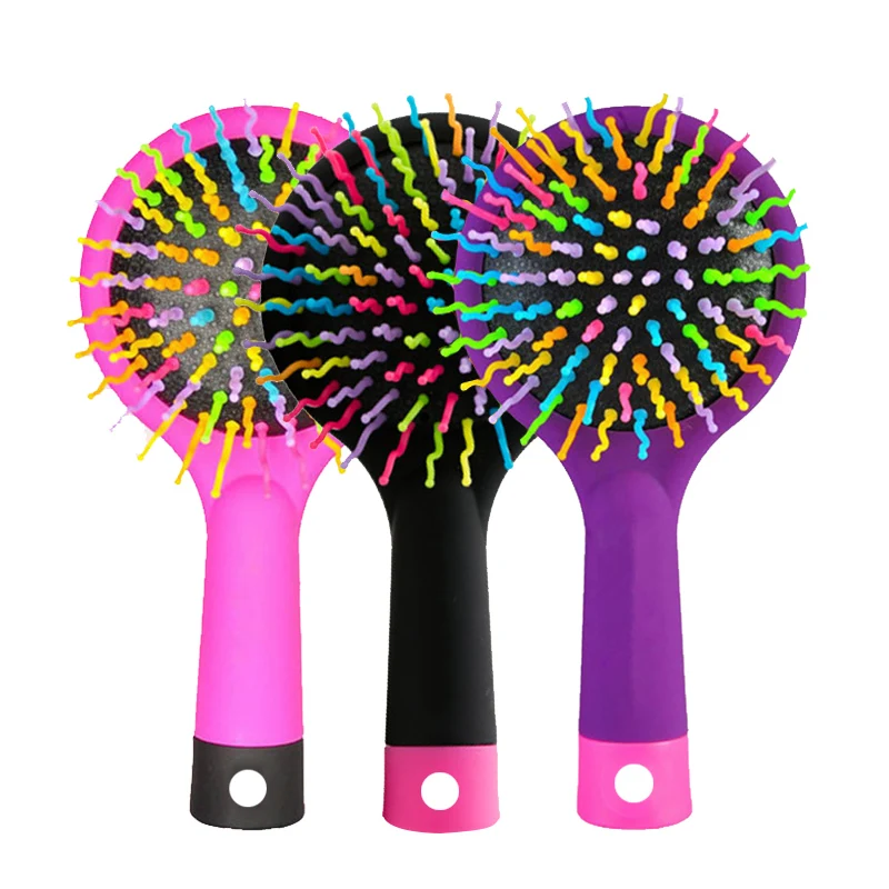 Rainbow Volume S Brush Hair Curl Magic Accessory Perm Wave Straight Beauty Comb with Mirror | Красота и здоровье