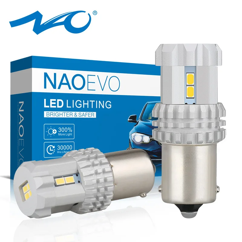 NAO p21w 1156 светодиодный Белый DRL светильник для авто ba15s Янтарный 5 Вт 1200лм
