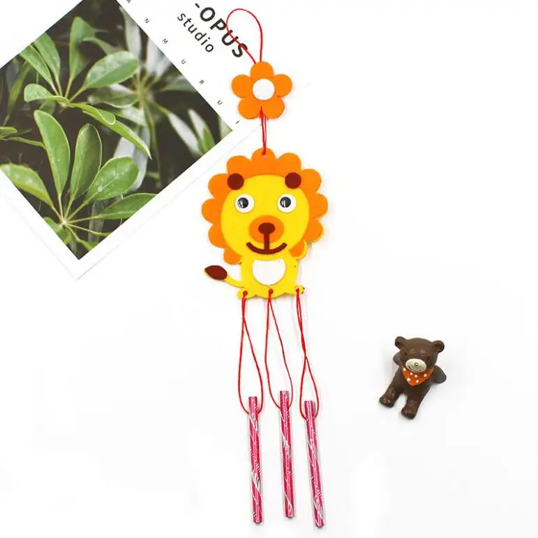 Lion Дети ребенок DIY милый мультфильм Животные колокольчики кролик сова автомобиль ветряные колокольчики Развивающие головоломки игрушки ремесла наборы GYH - Цвет: Lion