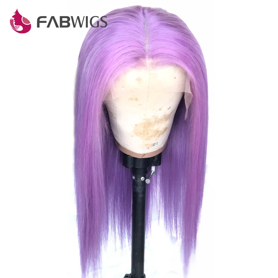 Fabwigs светильник фиолетовый полный шнурок человеческие волосы парики с детскими волосами предварительно сорванные прозрачные кружевные парики для женщин бразильские волосы remy